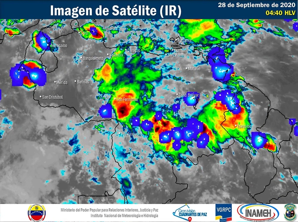 Imagen satelital estado del tiempo 28 de septiembre Venezuela
