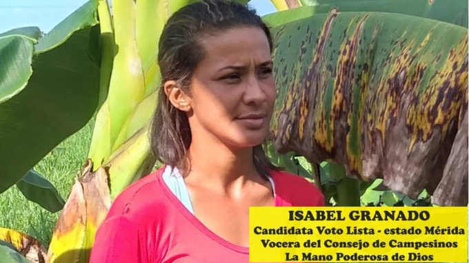 Isabel Cristina Granado Moya, Vocera de Consejo de Campesinos en Mérida y candidata a diputada en la tarjeta del PCV, por la Alternativa Popular Revolucionaria (APR)