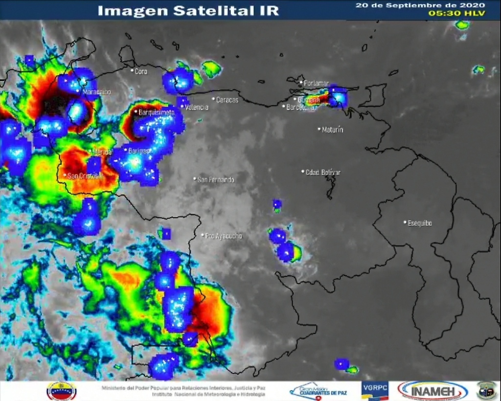 Imagen satelital estado del tiempo 20 de septiembre Venezuela