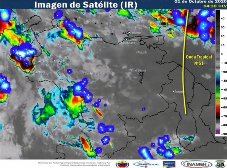 Imagen satelital estado del tiempo 1 de octubre Venezuela