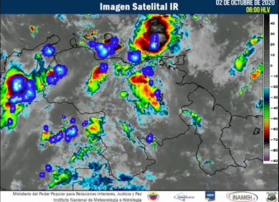 Imagen satelital estado del tiempo 2 de octubre Venezuela