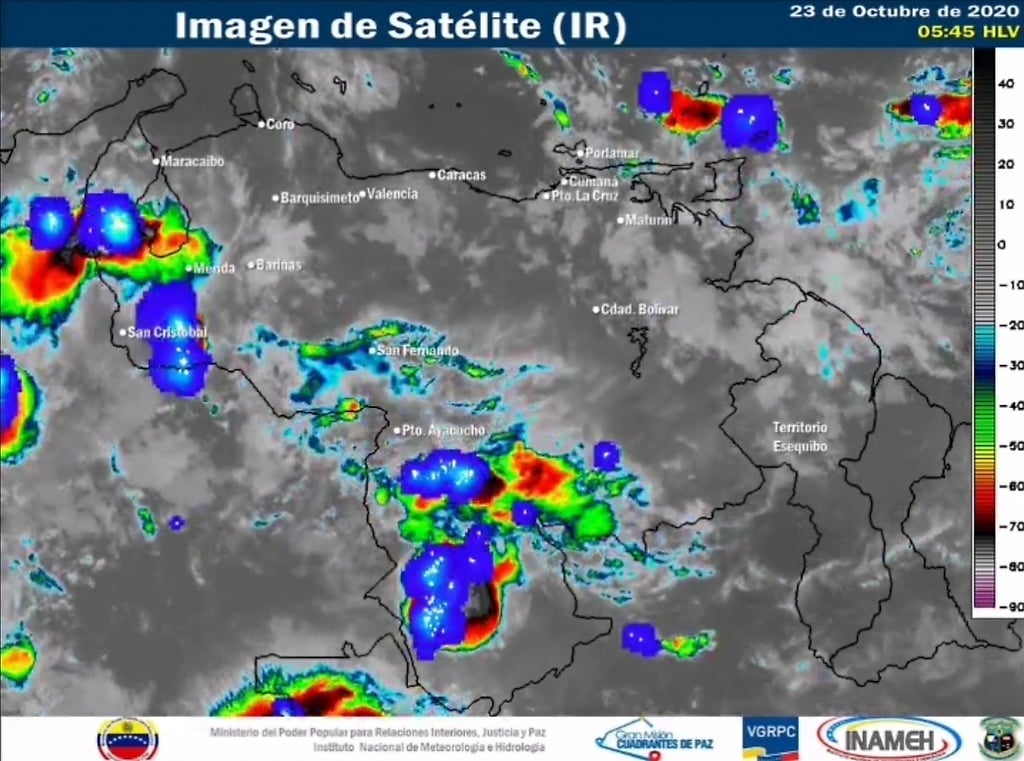 Imagen satelital estado del tiempo 23 de octubre Venezuela
