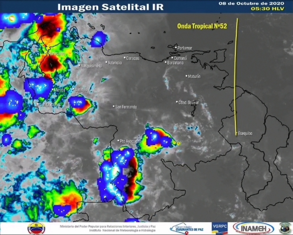 Imagen satelital estado del tiempo 8 de octubre Venezuela