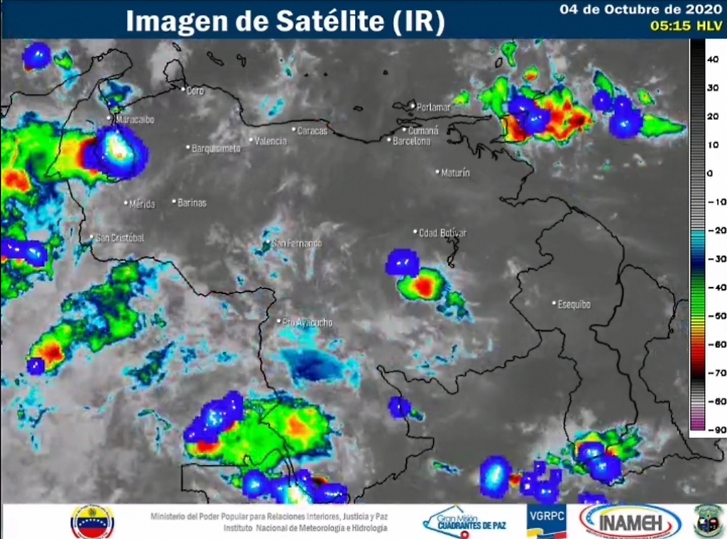 Imagen satelital estado del tiempo 4 de octubre Venezuela