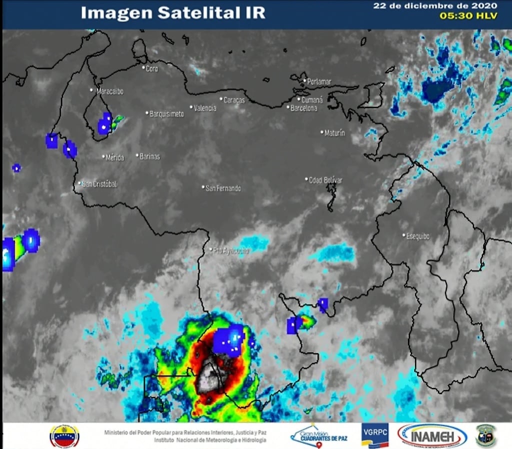 Imagen satelital estado del tiempo 22 de diciembre Venezuela