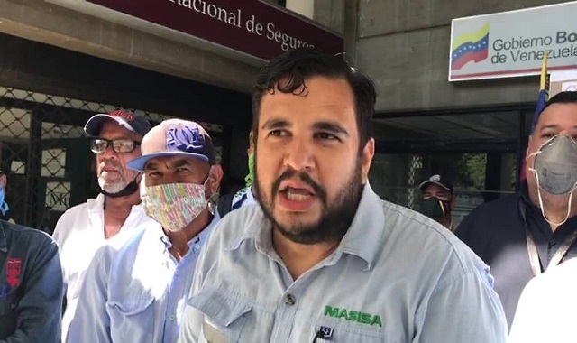 El dirigente obrero maderero Jean Mendoza, en una de las protestas realizadas en Guayana