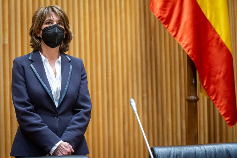 Dolores Delgado presenta el pasado marzo en la Comisión de Justicia del Congreso las Memorias 2019 y 2020.