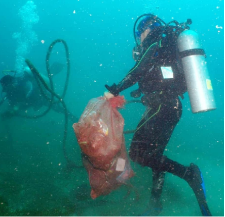 Recolección de basura submarina en las costas de Aragua