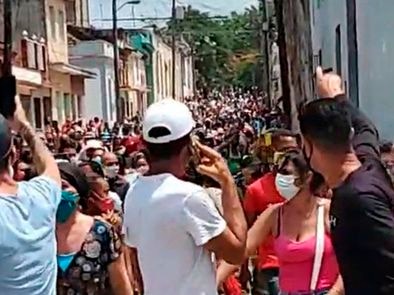 Aspecto de las manifestaciones que tuvieron lugar en Cuba, el 11/7/2021