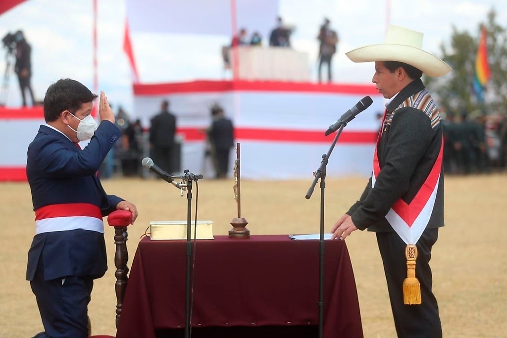 Guido Bellido y el presidente del Perú, Pedro Castillo
