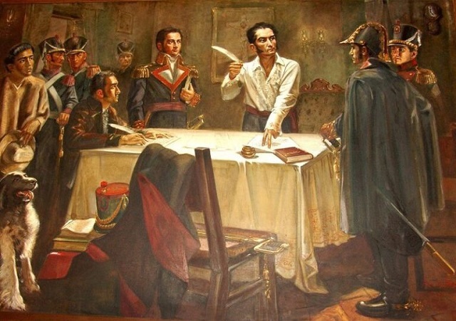 Bolívar firma su famoso Decreto de Guerra a Muerte, durante la Campaña Admirable
