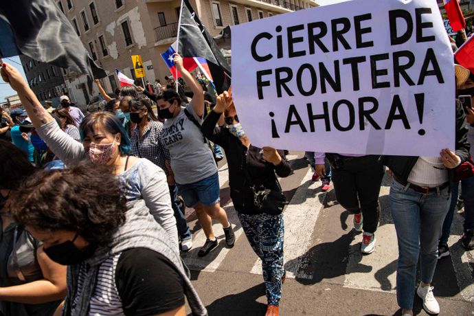 Manifestación en Chile contra migrantes