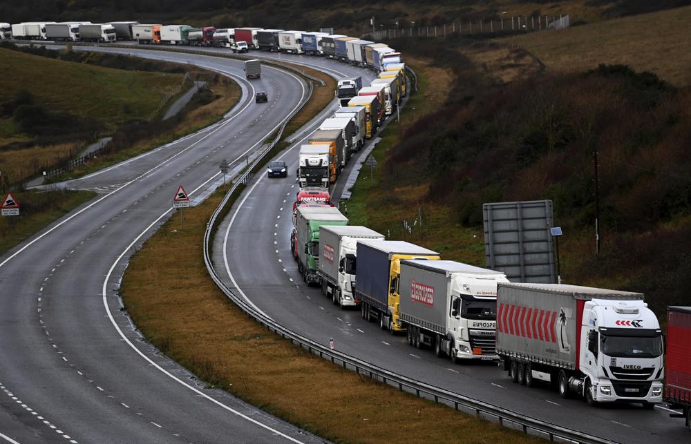 Una cola de camiones en Dover, Inglaterra, el 11 de diciembre del 2020