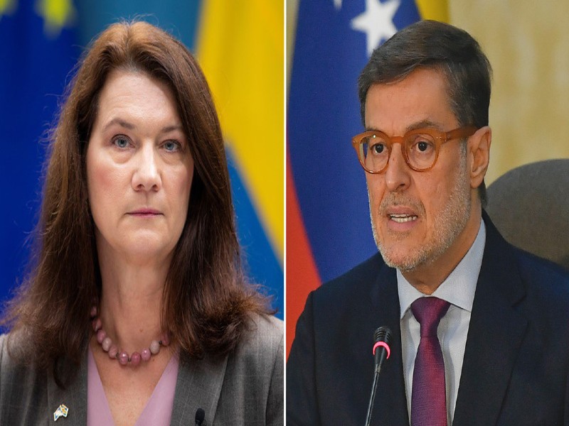 Canciller de Venezuela, Félix Plasencia y ministra de Asuntos Exteriores de Suecia, Ann Linde.