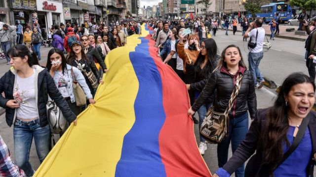 Protesta en Colombia en 2019.