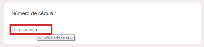 Coloca tu número de cédula.