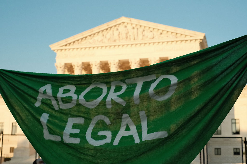 Manifestación en frente del Tribunal Supremo, en Washington a favor del aborto
