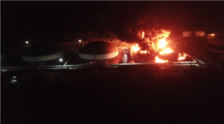 Incendio en base de supertanqueros en Matanzas, Cuba