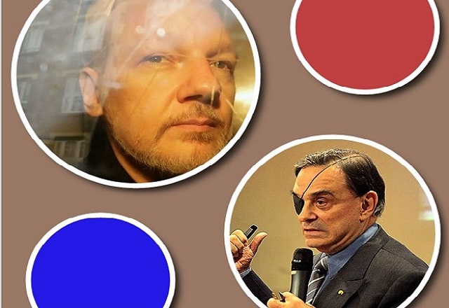 En la imagen, Julian Assange, fundador de Wikileaks y Walter Martínez, reconocido conductor de "Dossier"