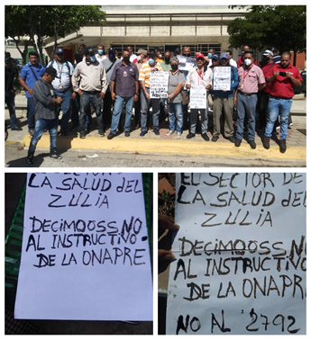 Trabajadores de la salud en Zulia protestaron contra el instructivo de la ONAPRE