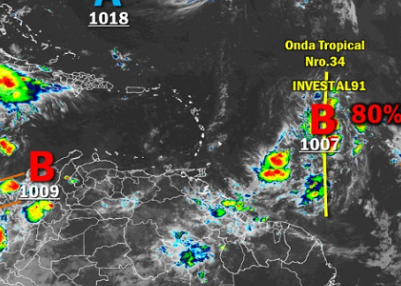 Se acerca la onda tropical número 34 a Venezuela