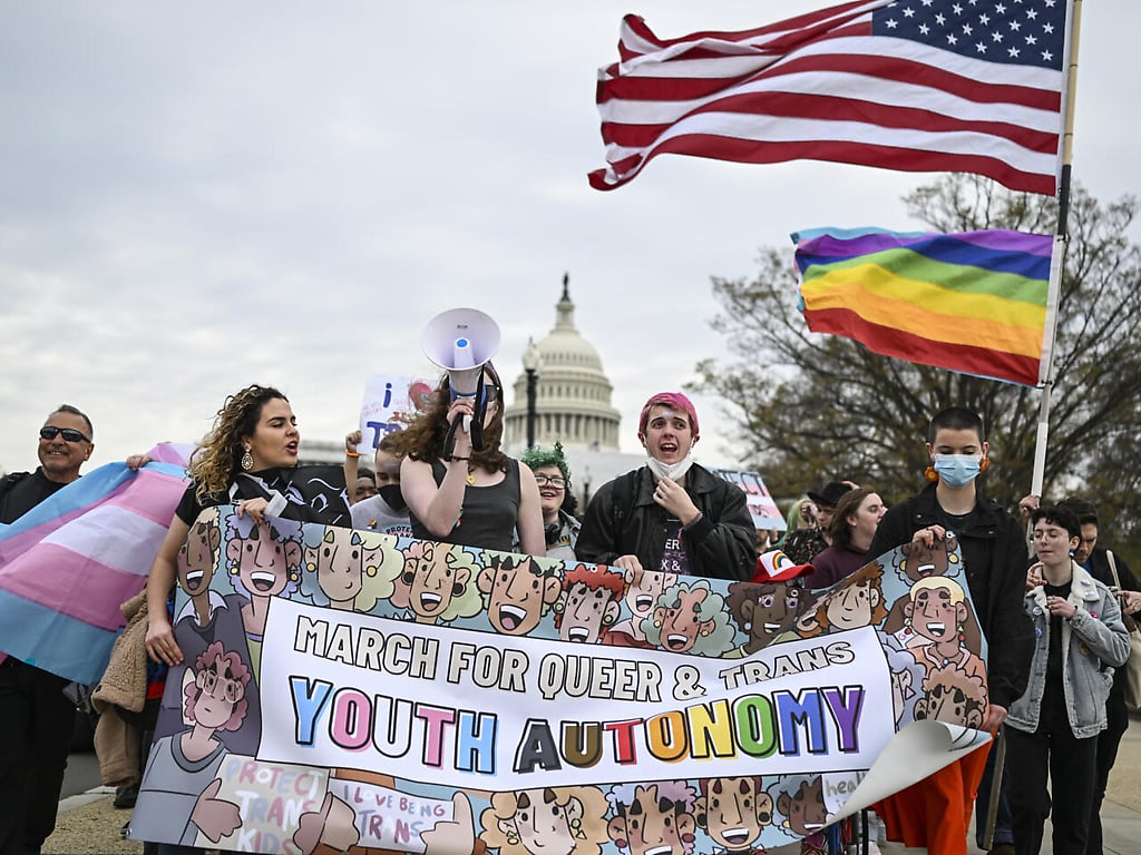 Marcha por los derechos de las personas transgénero el 31 de marzo de 2023 en Washington