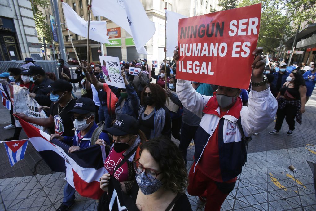 Protesta de los migrantes en Chile