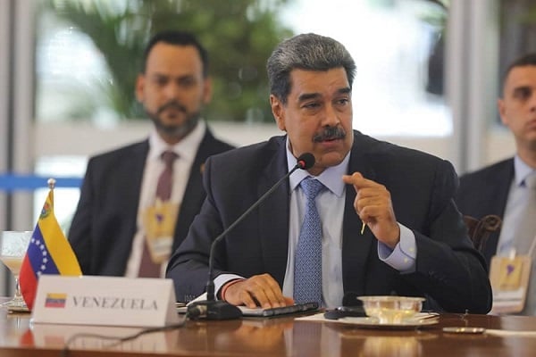 Maduro en su intervención ante los presidentes suramericanos reunidos en Brasilia.