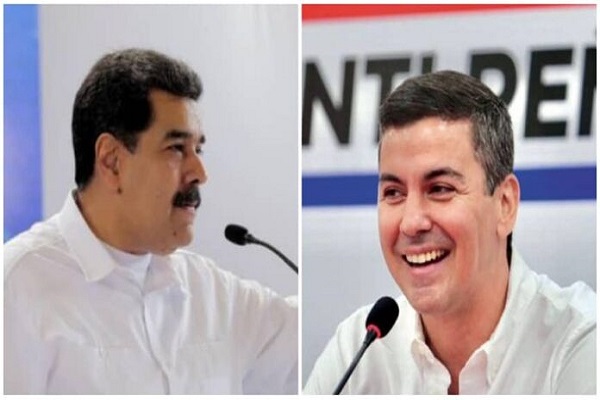 Nicolás Maduro, presidente de Venezuela - Santiago Peña, presidente electo de Paraguay.