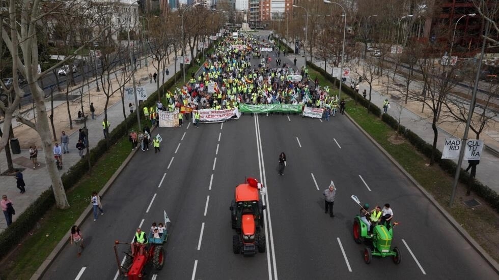 Nuevas manifestaciones de agricultores españoles en Madrid