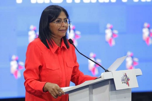 Vicepresidenta de la República, Delcy Rodríguez, durante su presentación en el Congreso del Bloque Histórico.