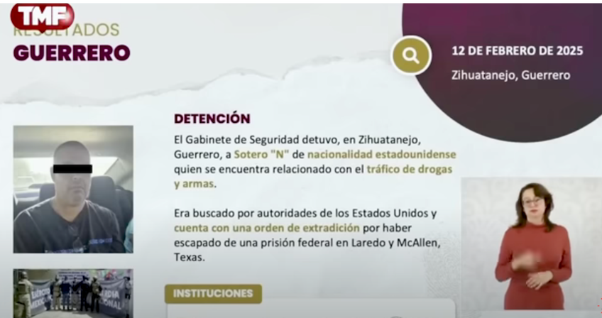 Estadounidense detenido en México por presunto tráfico de drogas