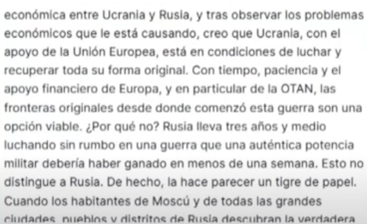 Parte de las declarcines de Trump sobre la guerra Rusia-Ucrania