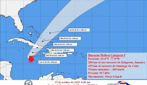 Huracán Melissa se dirige e impactaría a Jamaica
