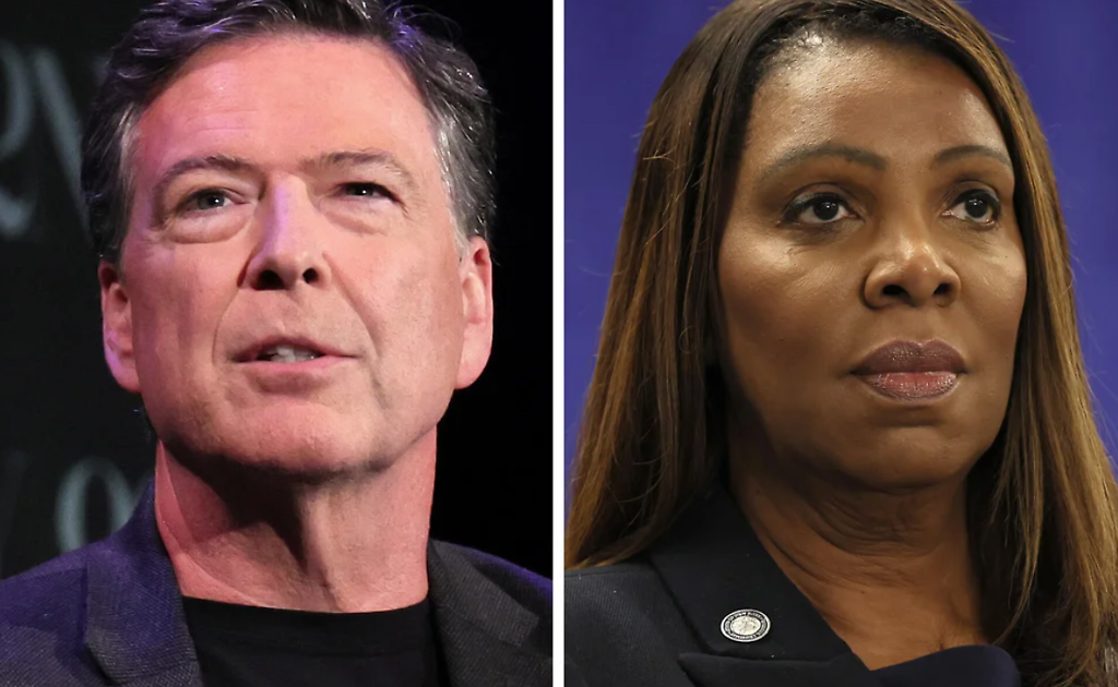 El exdirector del FBI, James Comey, y la fiscal general de Nueva York, Letitia James.