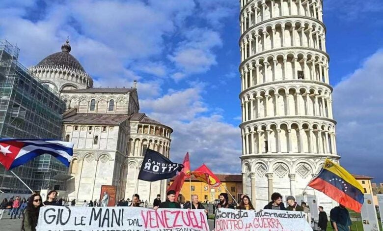 Las concentraciones se llevaron a cabo en Roma, Milán, Turín, Bolonia y Bari, con la consigna ¡Fuera las manos de Venezuela!