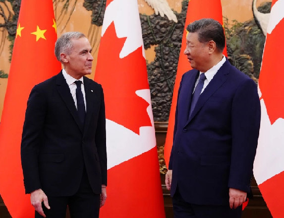 El primer ministro de Canadá, Mark Carney, y el presidente de China, Xi Jinping