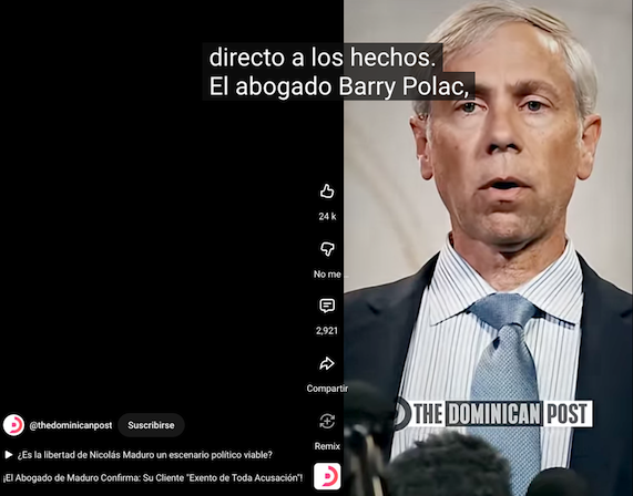 No existe ninguna acusación penal vigente contra el presidente de Venezuela, Nicolás Maduro